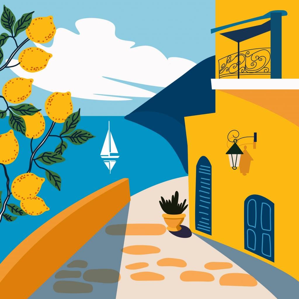 affiche bord de mer illustrée côte basque